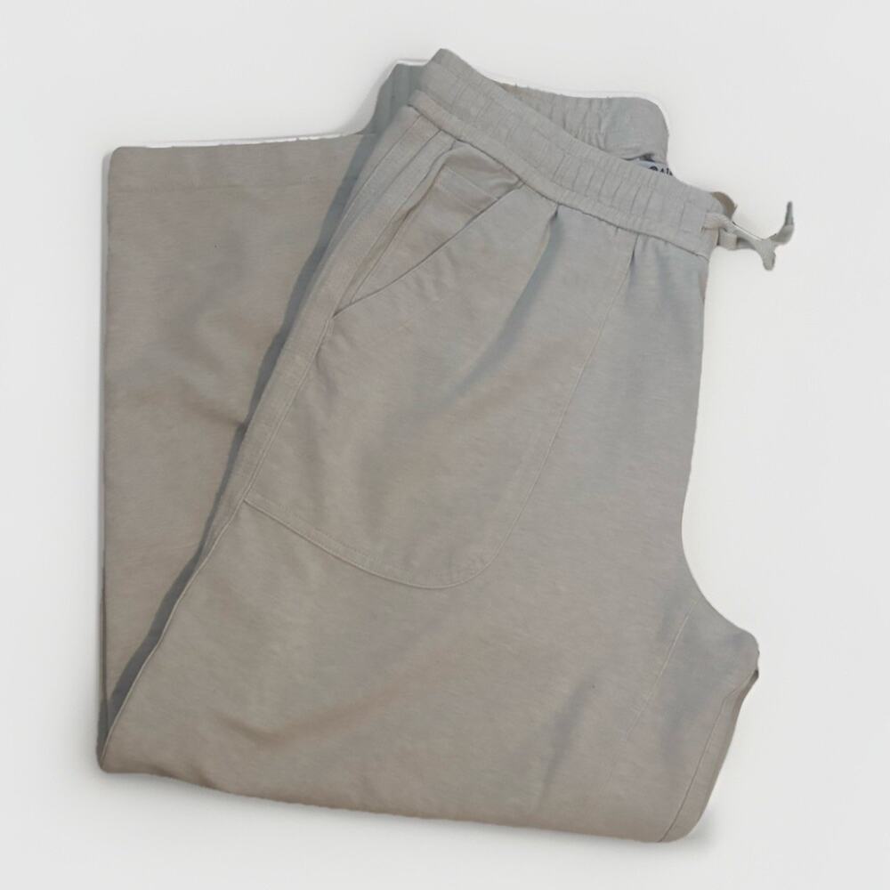 Athleta Farallon Heathered Wide Leg Crop Pants Beige Womans Sz 4